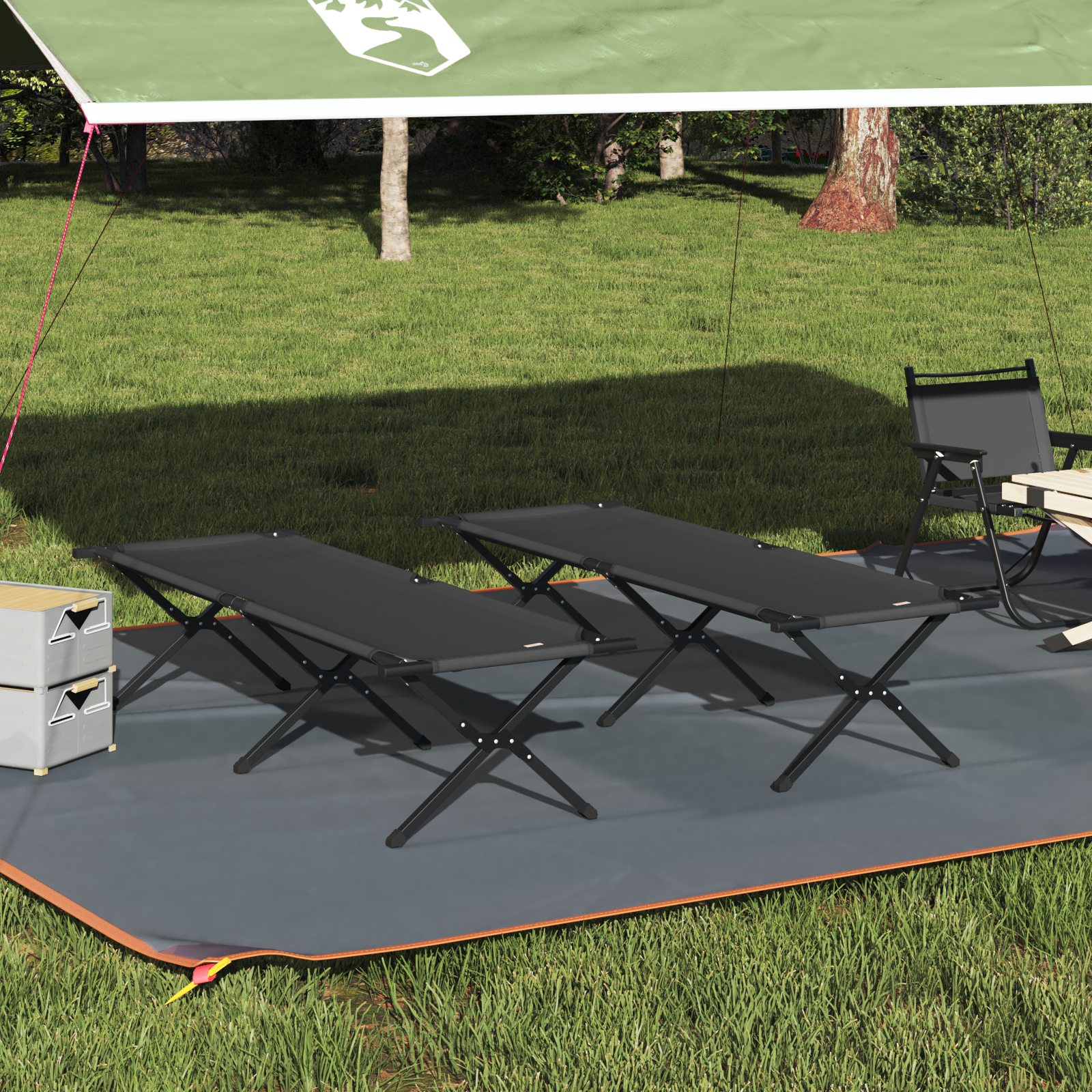 Klappbare Sonnenliegen 2 Stück mit Tragetasche Schwarz 600D Oxford-Gewebe Klappbare Sonnenliegen 2 Stück mit Tragetasche Schwarz 600D Oxford-Gewebe