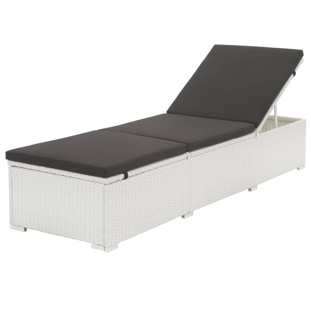 Sonnenliege mit Auflage Poly Rattan Weiß Sonnenliege mit Auflage Poly Rattan Weiß