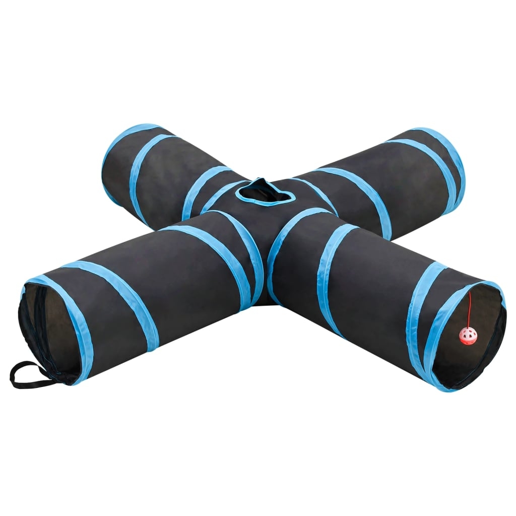 Katzentunnel 4-Wege Schwarz und Blau 132 cm Polyester Katzentunnel 4-Wege Schwarz und Blau 132 cm Polyester