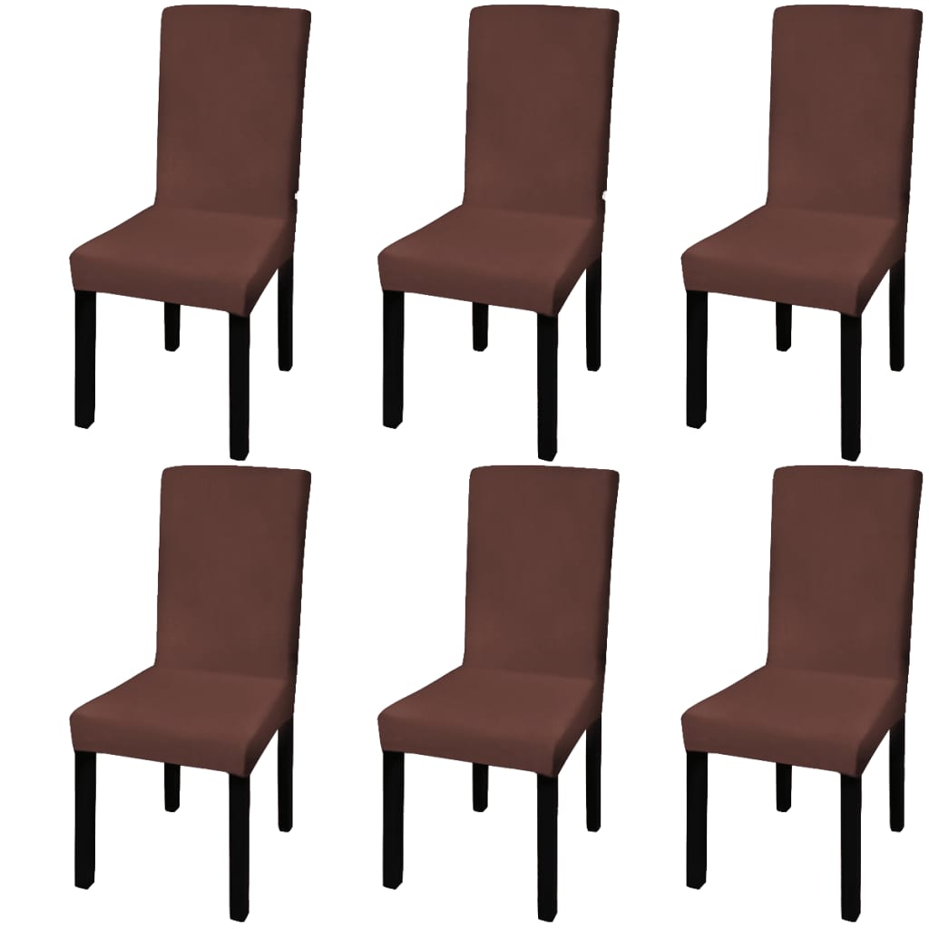 Stretch-Stuhlhussen Gerade 6 Stk. Braun Stretch-Stuhlhussen Gerade 6 Stk. Braun