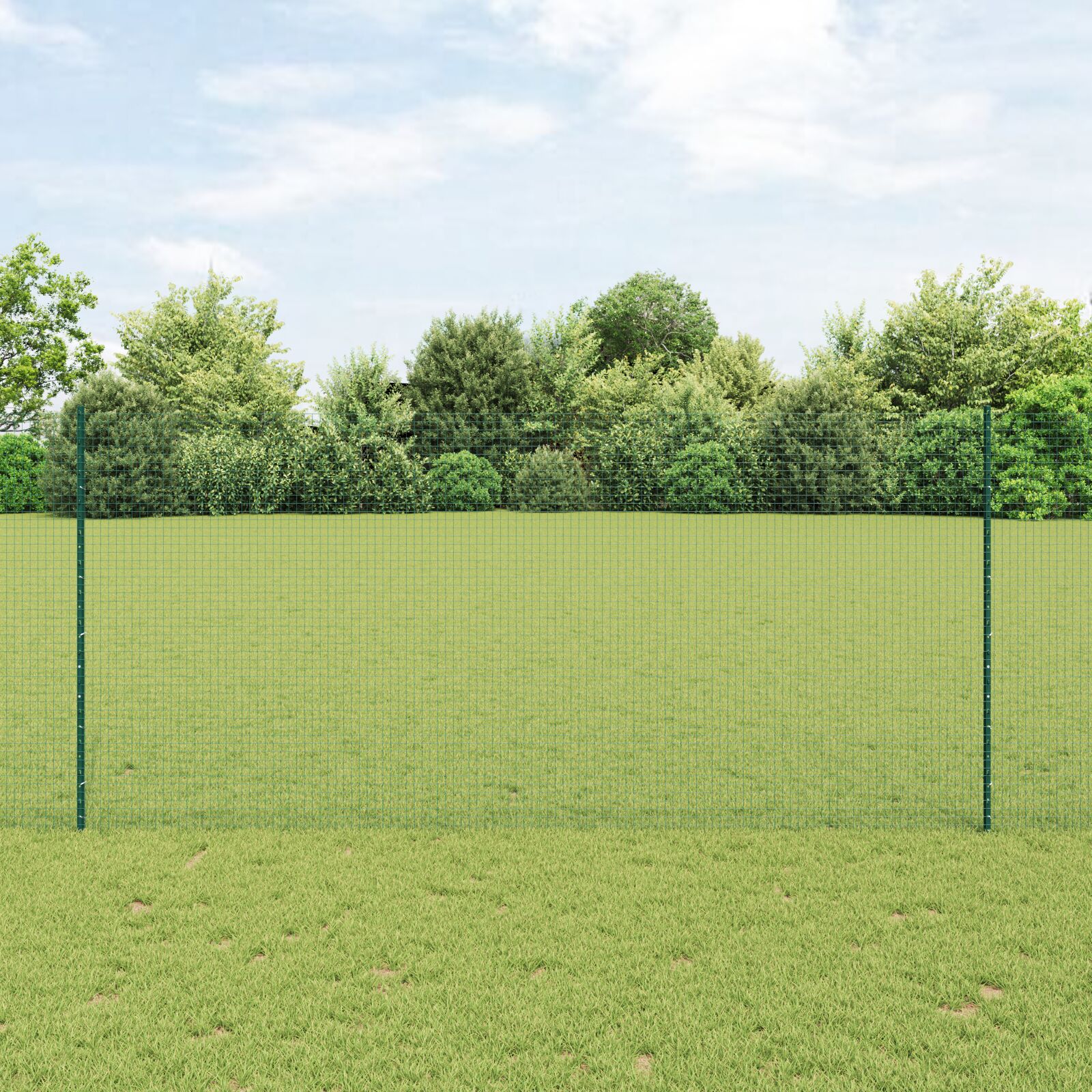 Schweißdrahtzaun mit 11 U-Posten Grün 1.4x25 m Stahl