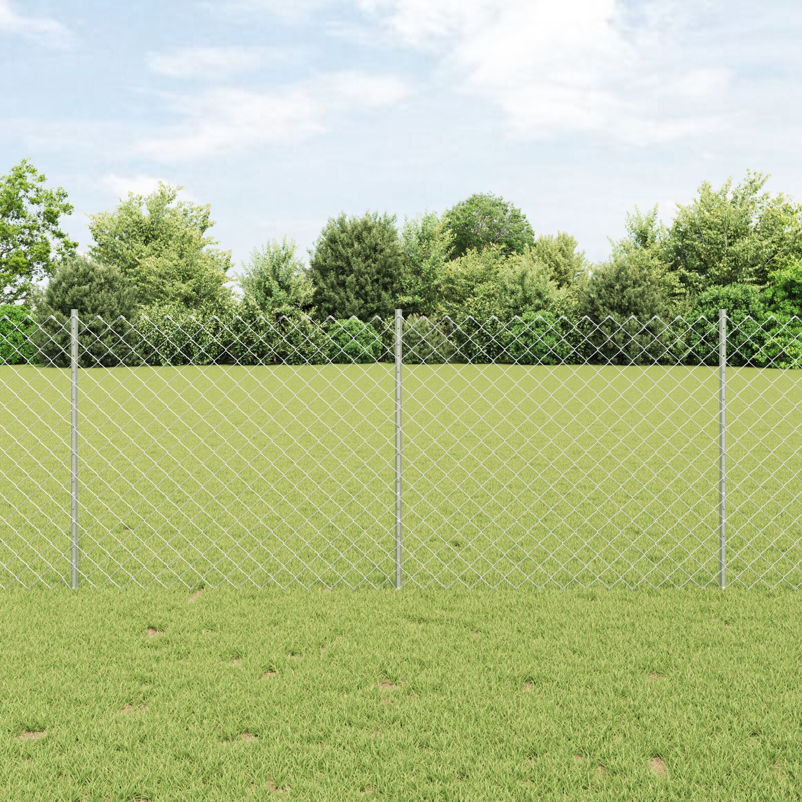 Zaun mit 20 U-Pfosten Silber 1x10 m Stahl
