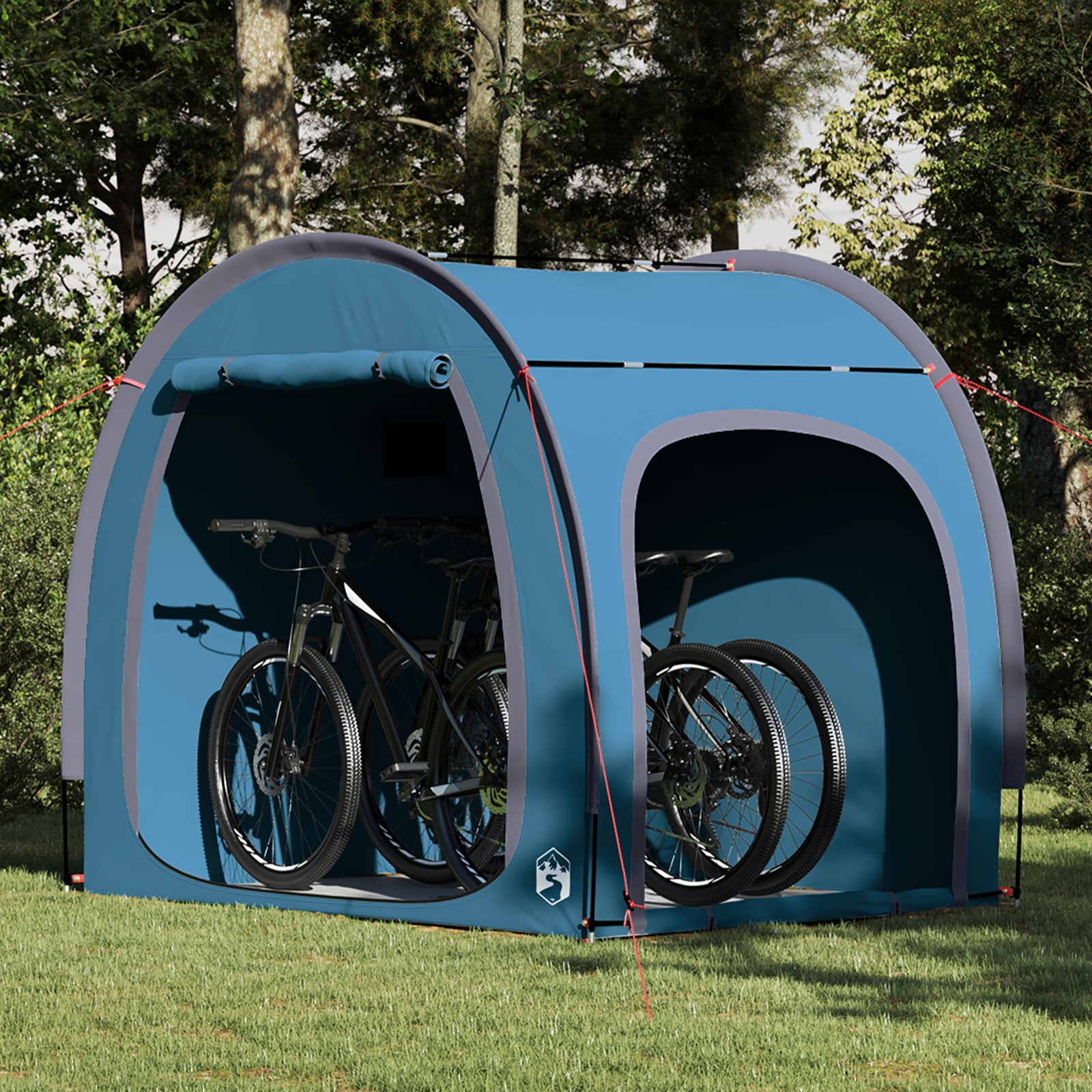 Fahrradgarage mit Dach mit Speicher mit Luftentlüftung Blau Fahrradgarage mit Dach mit Speicher mit Luftentlüftung Blau