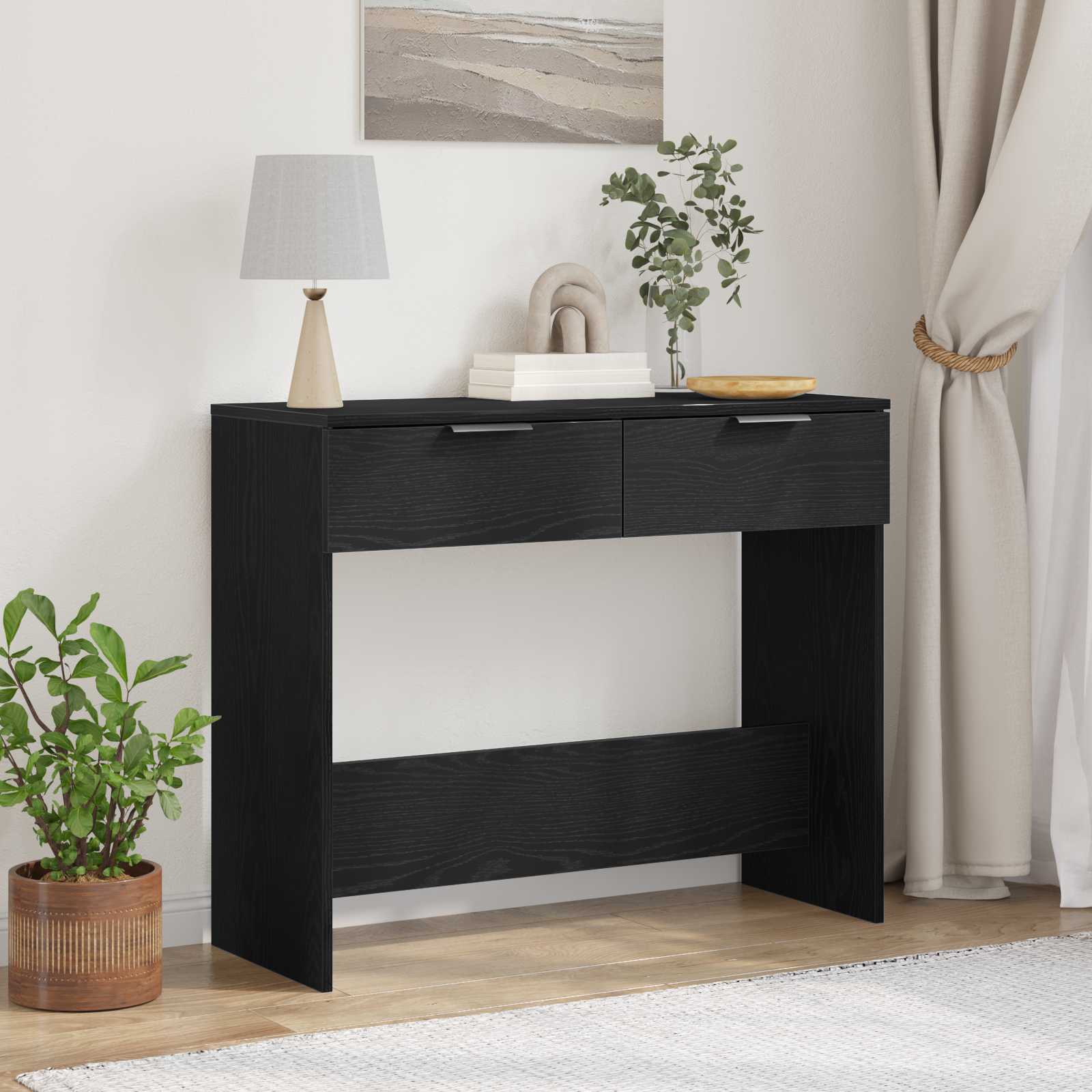 Konsolentisch Schwarz Eiche 90x36x75 cm Holzwerkstoff Konsolentisch Schwarz Eiche 90x36x75 cm Holzwerkstoff