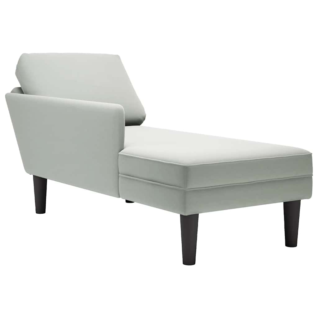 Chaiselongue mit Kissen und Rechter Armlehne Hellgrau Samt Chaiselongue mit Kissen und Rechter Armlehne Hellgrau Samt