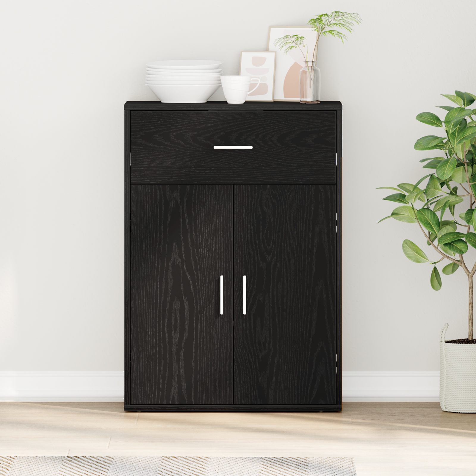 Sideboard Schwarze Eiche 79 x 38 x 80 cm Holzwerkstoff Sideboard Schwarze Eiche 79 x 38 x 80 cm Holzwerkstoff