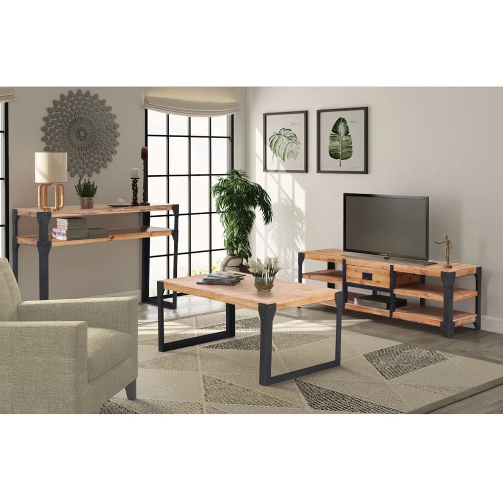 3-tlg. Wohnzimmermöbel-Set Akazienholz Massiv 3-tlg. Wohnzimmermöbel-Set Akazienholz Massiv