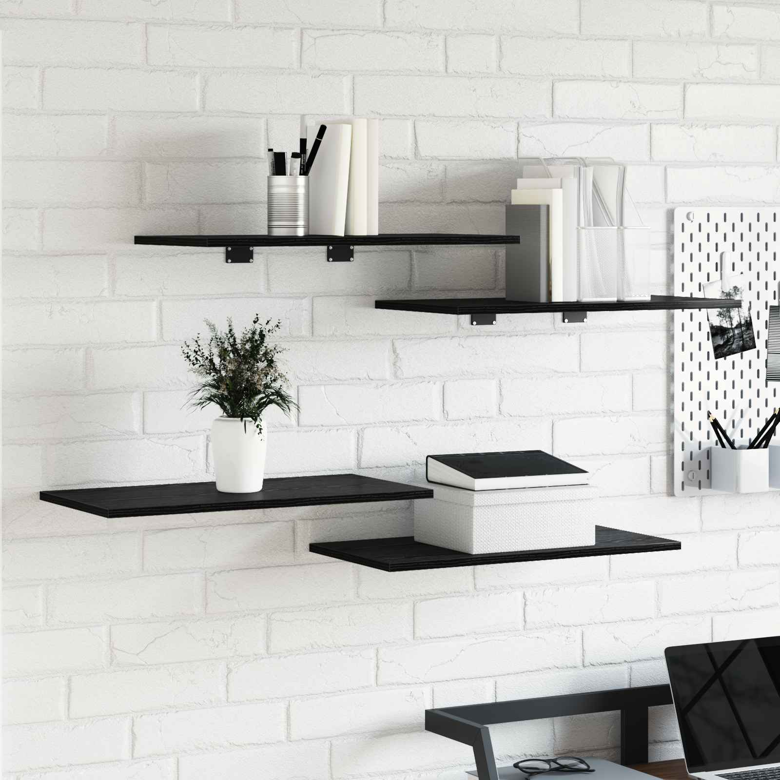 Wandmontierte Regale Schwarze Eiche MDF 60 x 30 x 1,5 cm Wandmontierte Regale Schwarze Eiche MDF 60 x 30 x 1,5 cm