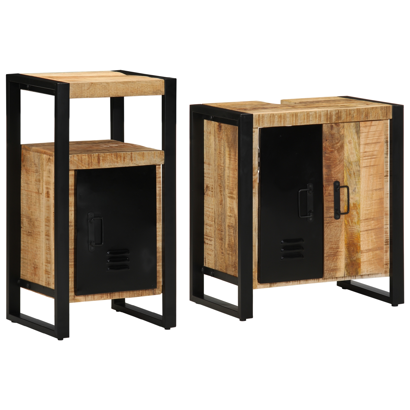 Badezimmermöbel Set 2 pcs Braun Massives, grobes Mangoholz Badezimmermöbel Set 2 pcs Braun Massives, grobes Mangoholz