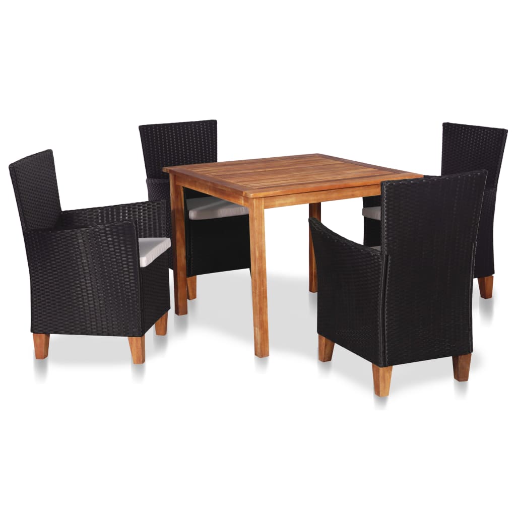 5-tlg. Garten-Essgruppe Poly Rattan Schwarz und Braun 5-tlg. Garten-Essgruppe Poly Rattan Schwarz und Braun
