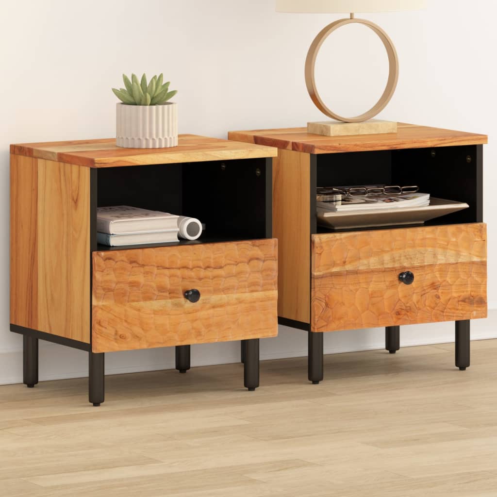 Nachttische 2 Stk. 40x33x46 cm Massivholz Akazie Nachttische 2 Stk. 40x33x46 cm Massivholz Akazie