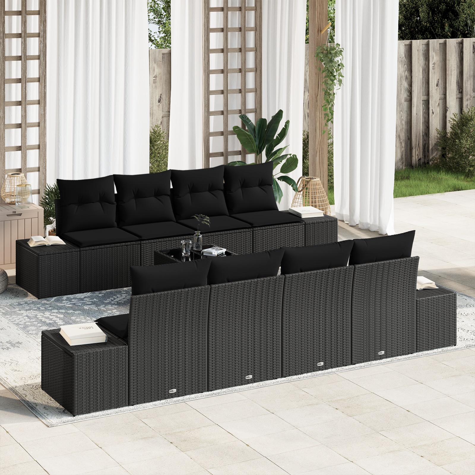 Sofa 6 pcs Schwarz 294 x 62 x 69 cm Poly-Rattan Sofa 6 pcs Schwarz 294 x 62 x 69 cm Poly-Rattan