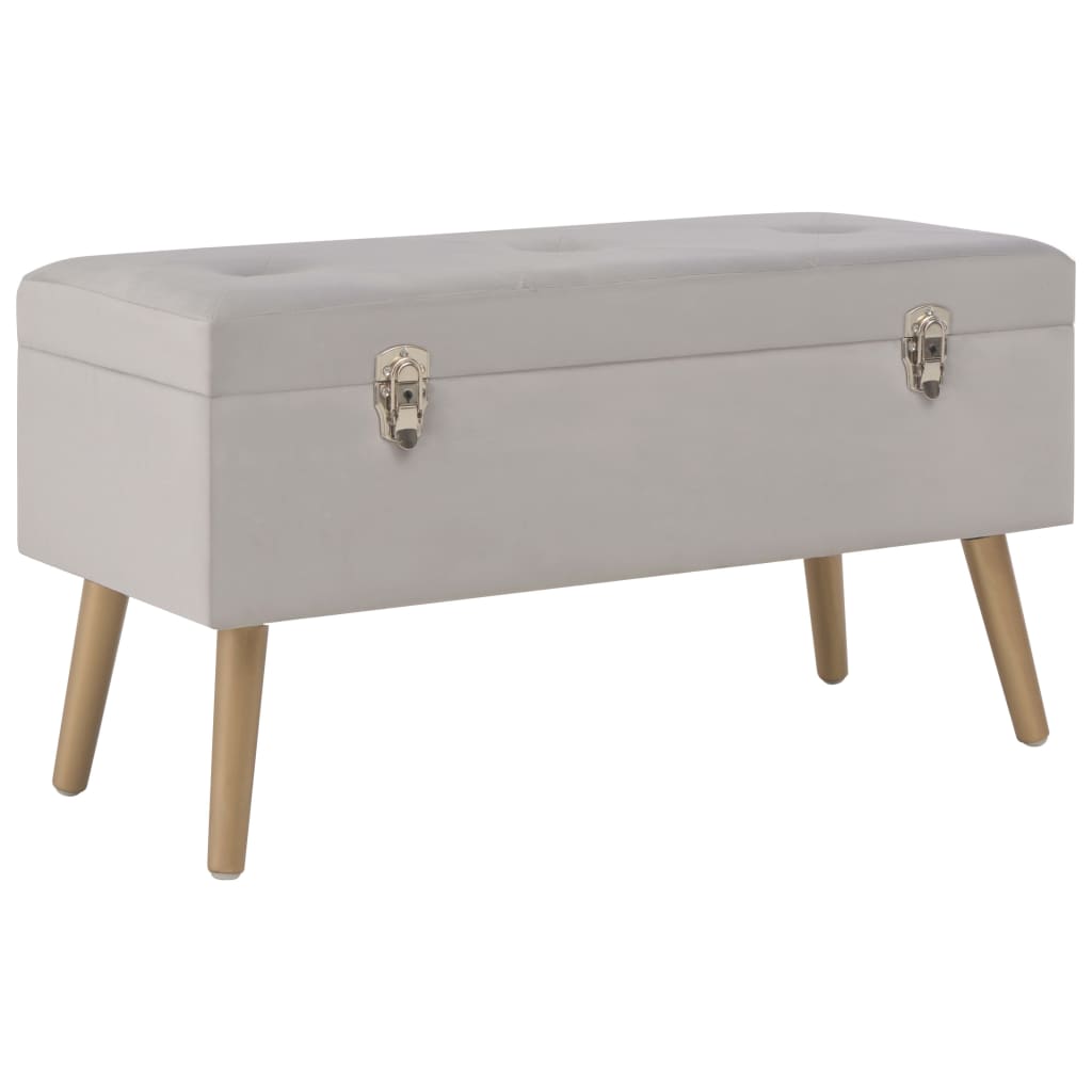Bank mit Stauraum 80 cm Grau Samt Bank mit Stauraum 80 cm Grau Samt