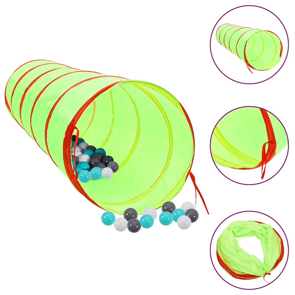 Spieltunnel mit 250 Bällen Grün 175 cm Polyester Spieltunnel mit 250 Bällen Grün 175 cm Polyester