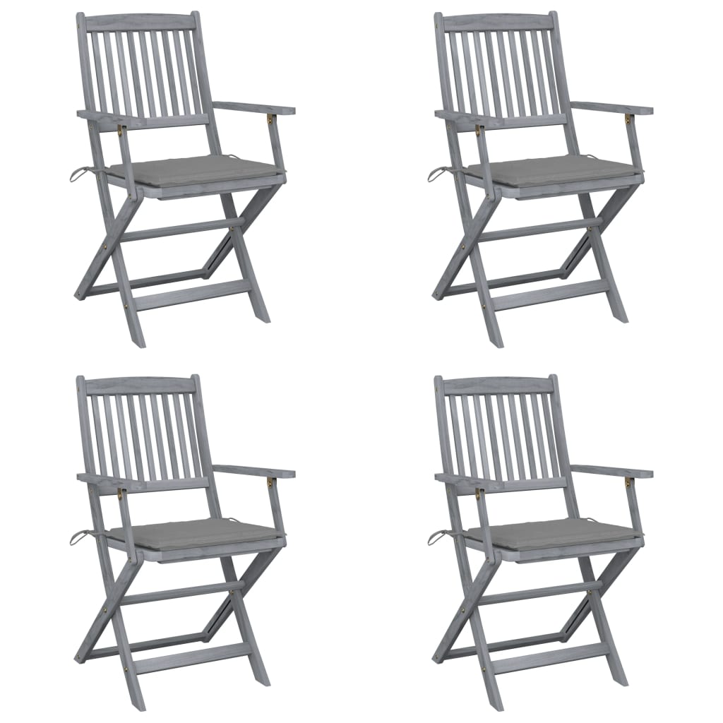 Klappbare Gartenstühle 4 Stk. mit Sitzkissen Massivholz Akazie Klappbare Gartenstühle 4 Stk. mit Sitzkissen Massivholz Akazie