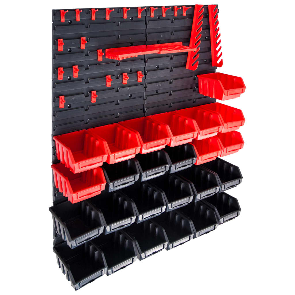 29-tlg. Sichtlagerkasten-Set mit Wandhalterung Rot und Schwarz 29-tlg. Sichtlagerkasten-Set mit Wandhalterung Rot und Schwarz