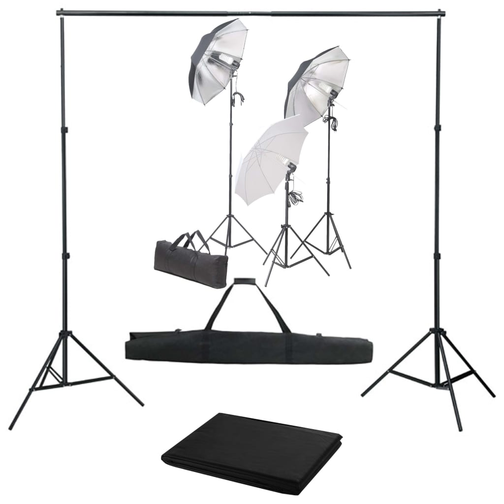 Fotostudio-Set mit Lampen und Hintergrundsystem Fotostudio-Set mit Lampen und Hintergrundsystem