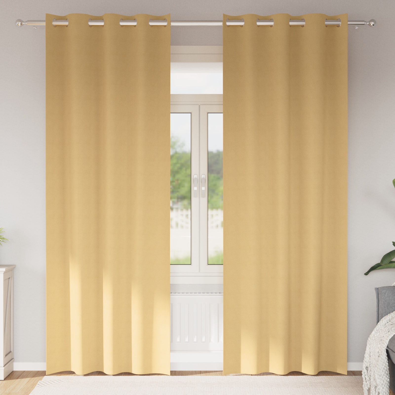 Vorhänge mit Vorhängen 2 pcs Beige 225 x 140 cm Polyester