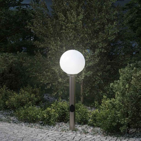 Pollerleuchte mit Auslass 80 cm Edelstahl IP44 Pollerleuchte mit Auslass 80 cm Edelstahl IP44