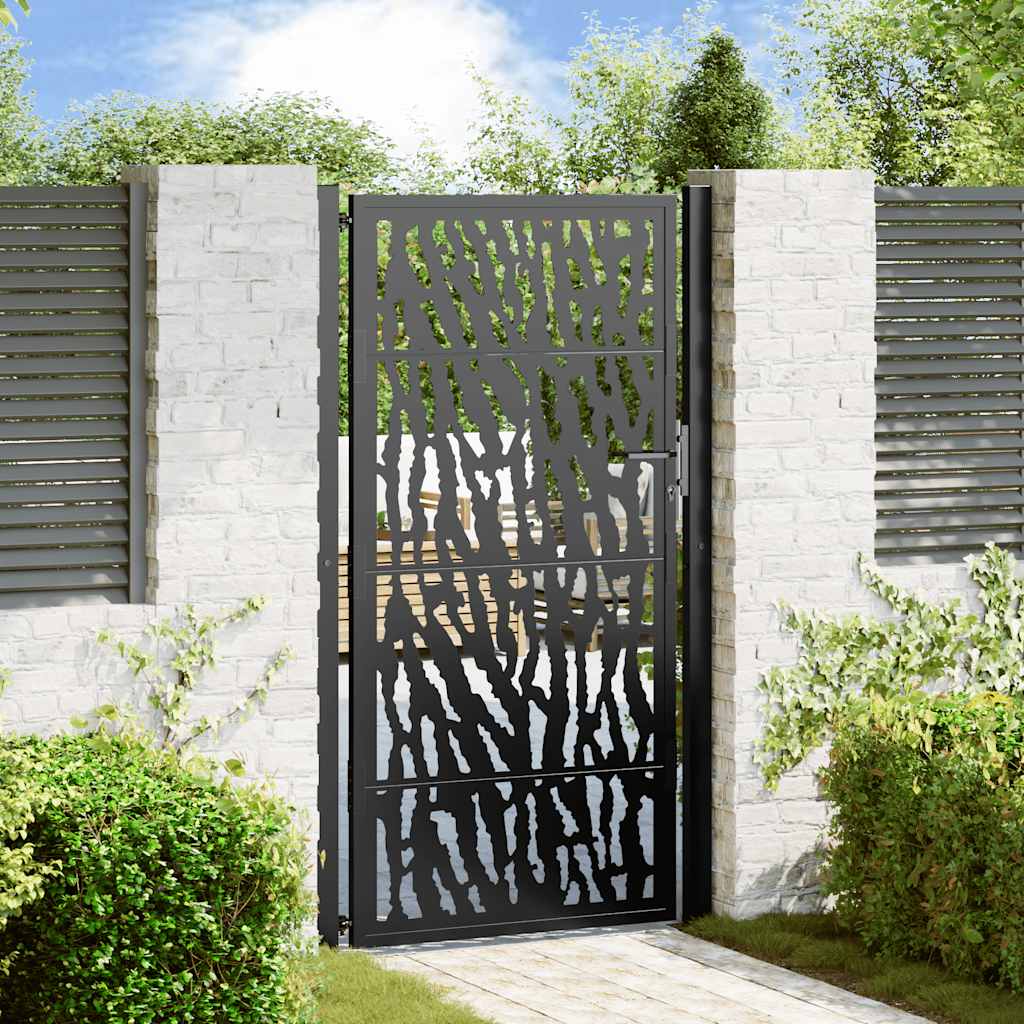 Gartentor Schwarz 105x180 cm Stahl Spurendesign Gartentor Schwarz 105x180 cm Stahl Spurendesign