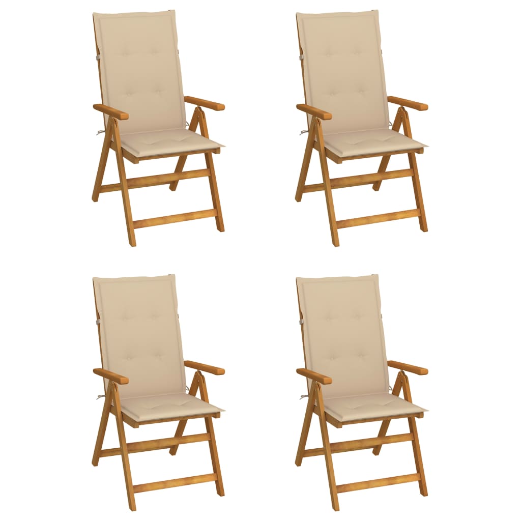 Hochlehner Verstellbar 4 Stk. mit Auflagen Massivholz Akazie Hochlehner Verstellbar 4 Stk. mit Auflagen Massivholz Akazie