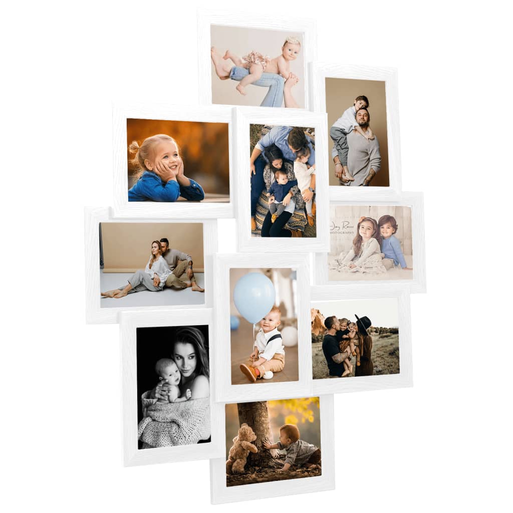 Collage Bilderrahmen für 10x(13x18 cm) Fotos Weiß MDF Collage Bilderrahmen für 10x(13x18 cm) Fotos Weiß MDF
