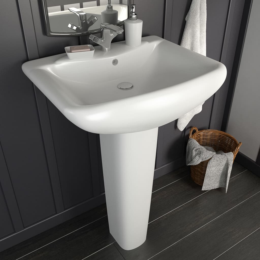 Freistehendes Waschbecken mit Säule Keramik Weiß 580x470x200 mm Freistehendes Waschbecken mit Säule Keramik Weiß 580x470x200 mm