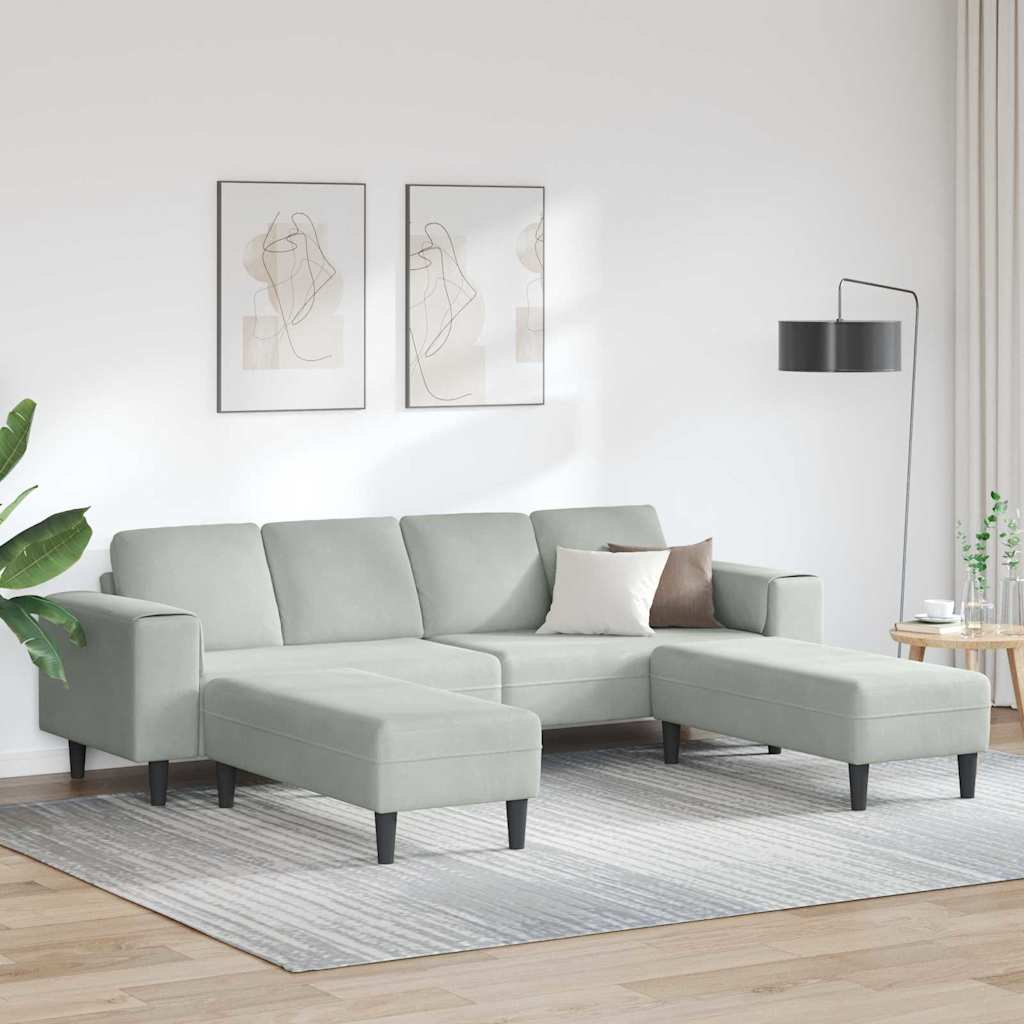 Sofa Set 3 pcs Hellgrau Samt Sofa Set 3 pcs Hellgrau Samt