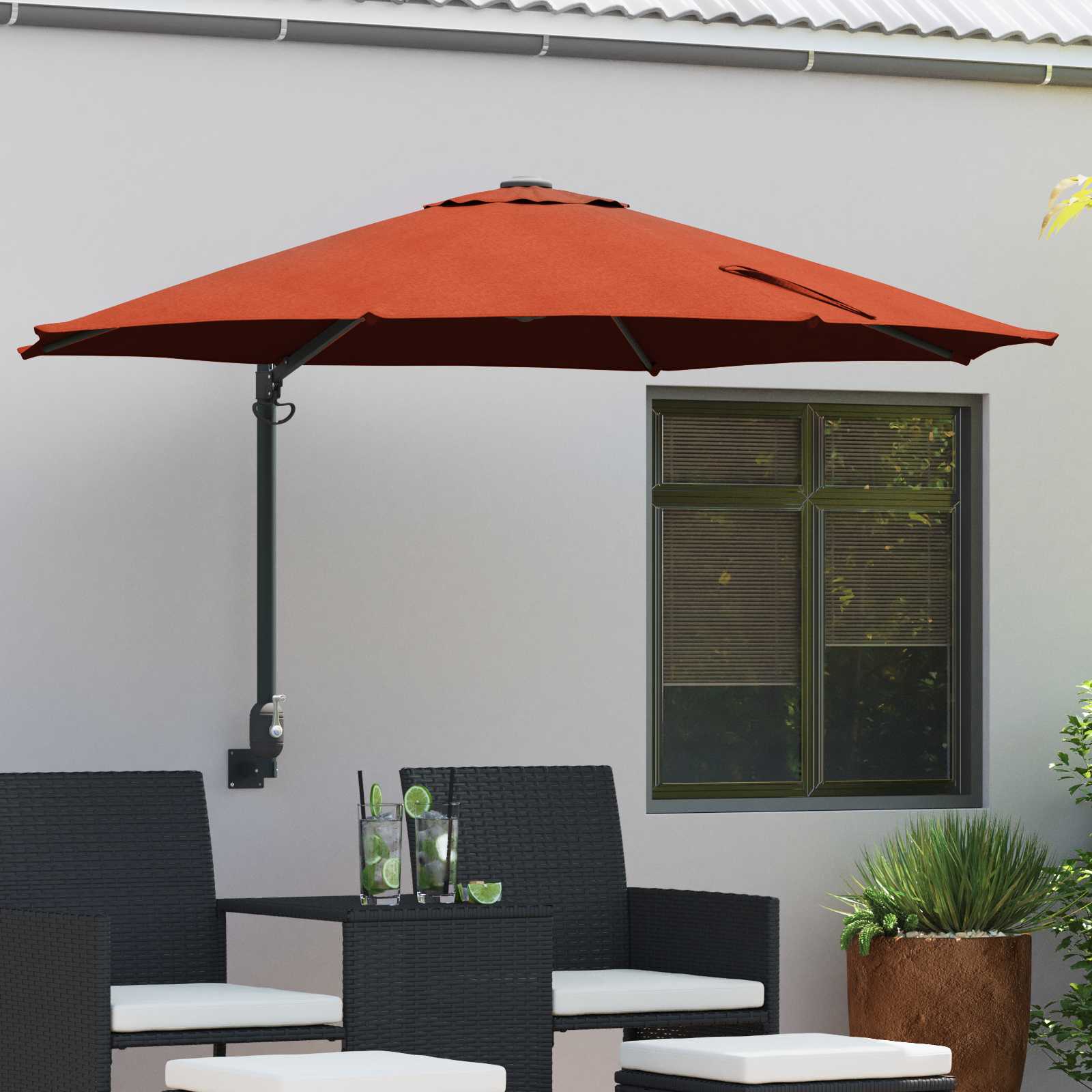 Terrassenumbrella Terracotta Aluminiumrahmen, Polyesterdach Groß Terrassenumbrella Terracotta Aluminiumrahmen, Polyesterdach Groß