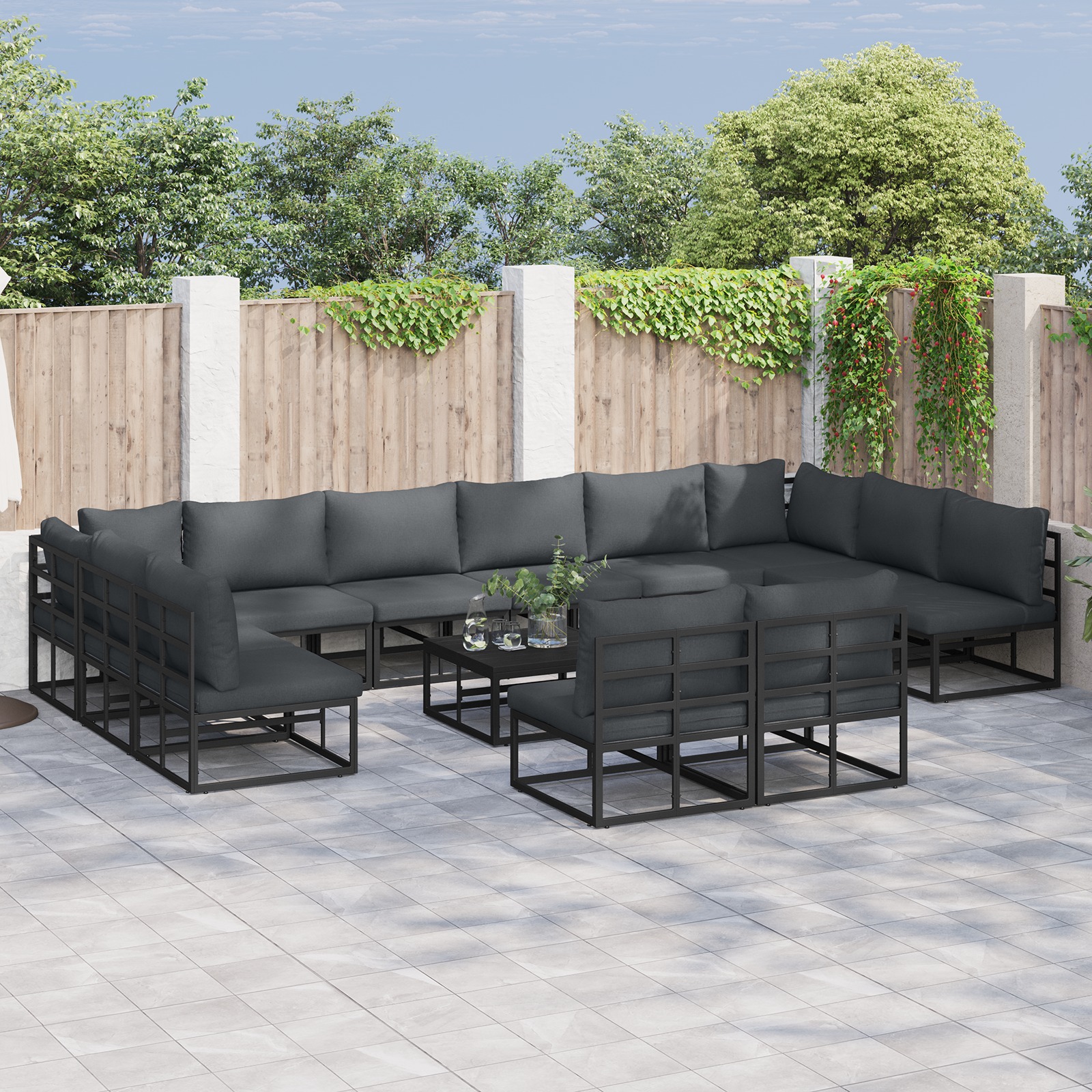 Garten-Sofa-Set 12 pcs Schwarz 423 x 211,5 x 71 cm Aluminium Garten-Sofa-Set 12 pcs Schwarz 423 x 211,5 x 71 cm Aluminium
