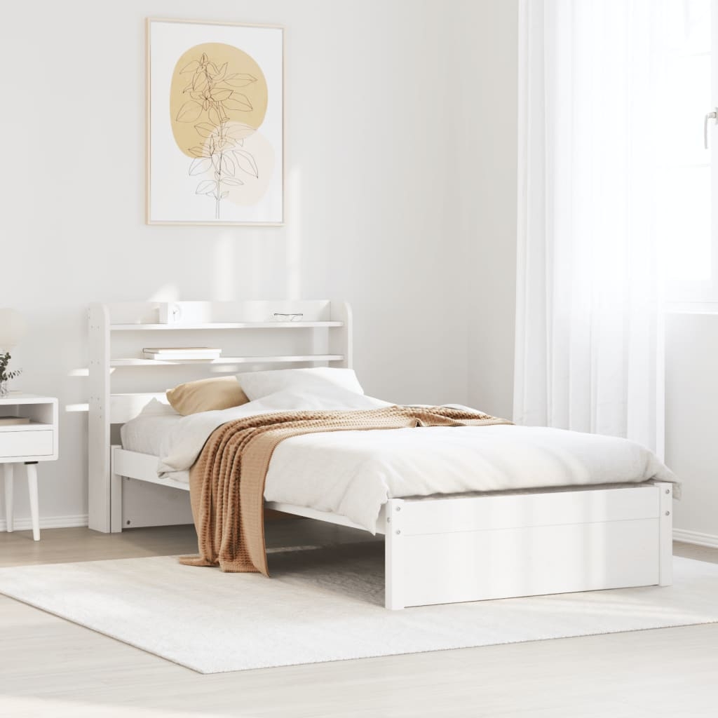 Bettgestell mit Kopfteil ohne Matratze Weiß 90x200 cm Bettgestell mit Kopfteil ohne Matratze Weiß 90x200 cm