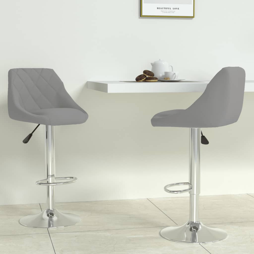 Barhocker 2 Stk. Hellgrau Samt Barhocker 2 Stk. Hellgrau Samt