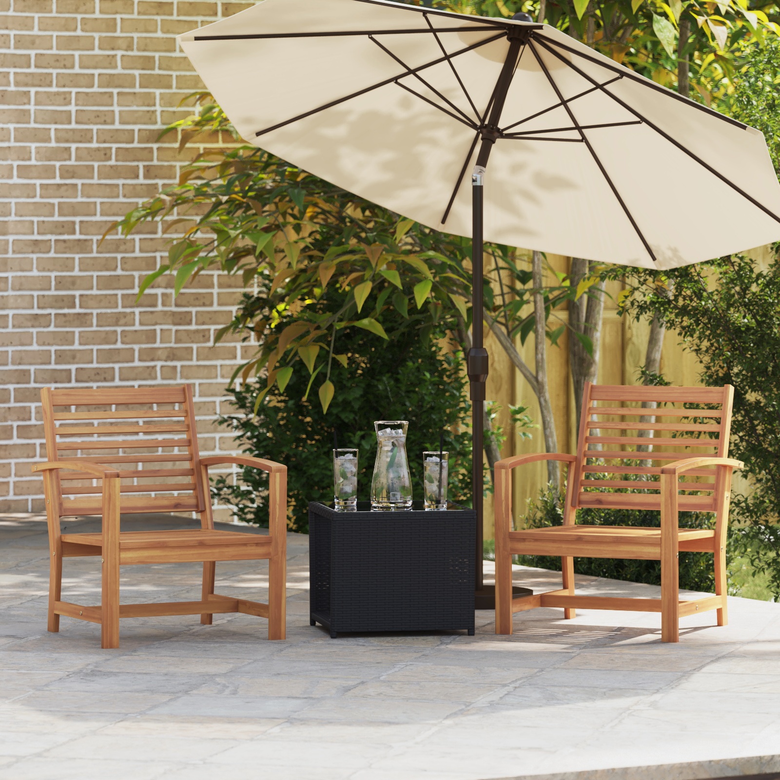 Gartenstühle 2 pcs Braun 60 x 65 x 76.5 cm Massives Teakholz Gartenstühle 2 pcs Braun 60 x 65 x 76.5 cm Massives Teakholz