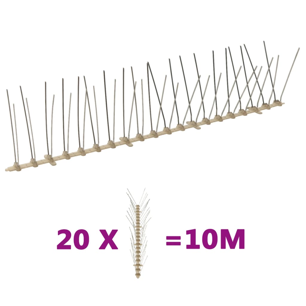vidaXL 20-tlg. Vogelabwehr-Spikes-Set 10 m Kunststoff 4-reihig vidaXL 20-tlg. Vogelabwehr-Spikes-Set 10 m Kunststoff 4-reihig
