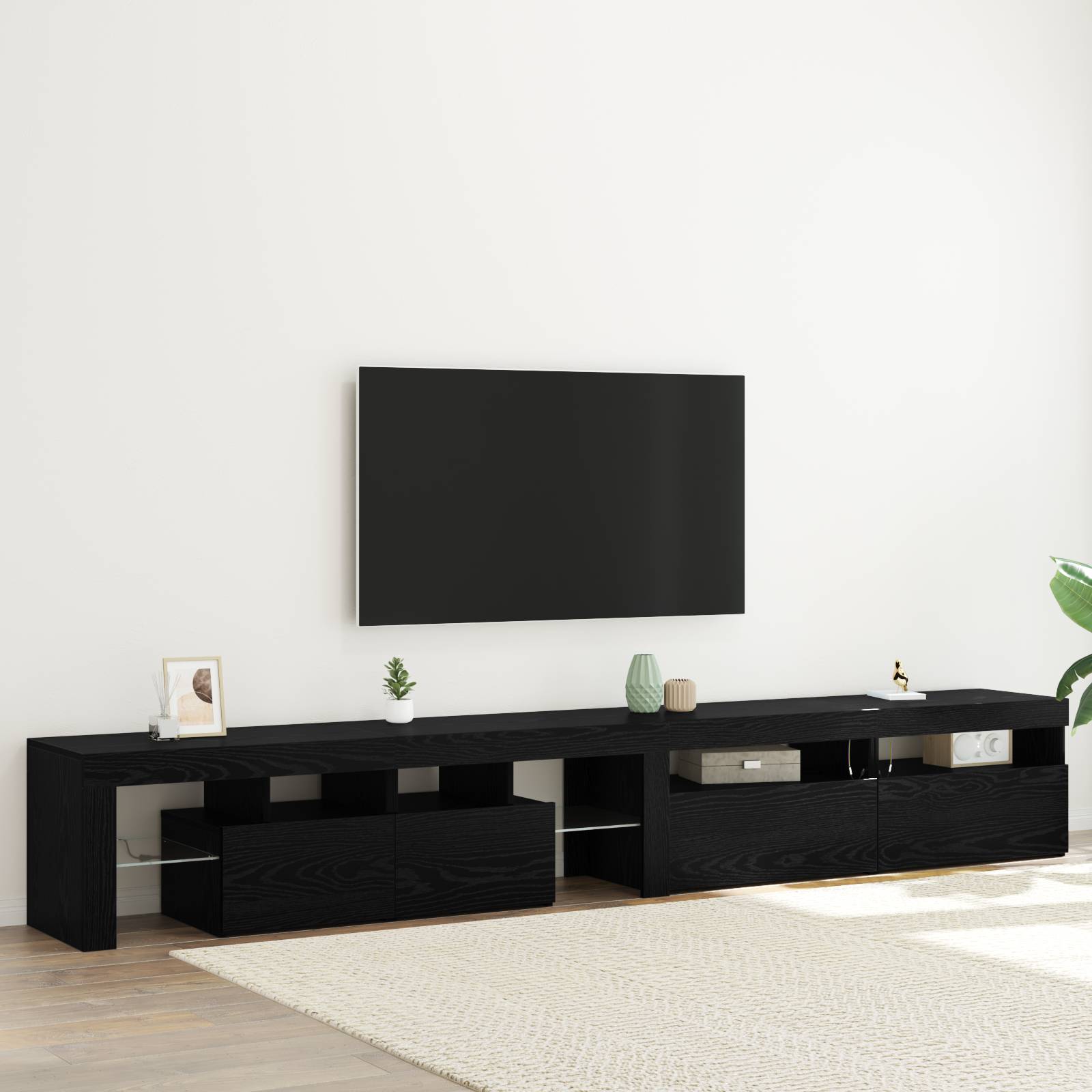 TV-Schränke 3 Stück mit LED-Lichtern Schwarzes Eichenholz TV-Schränke 3 Stück mit LED-Lichtern Schwarzes Eichenholz