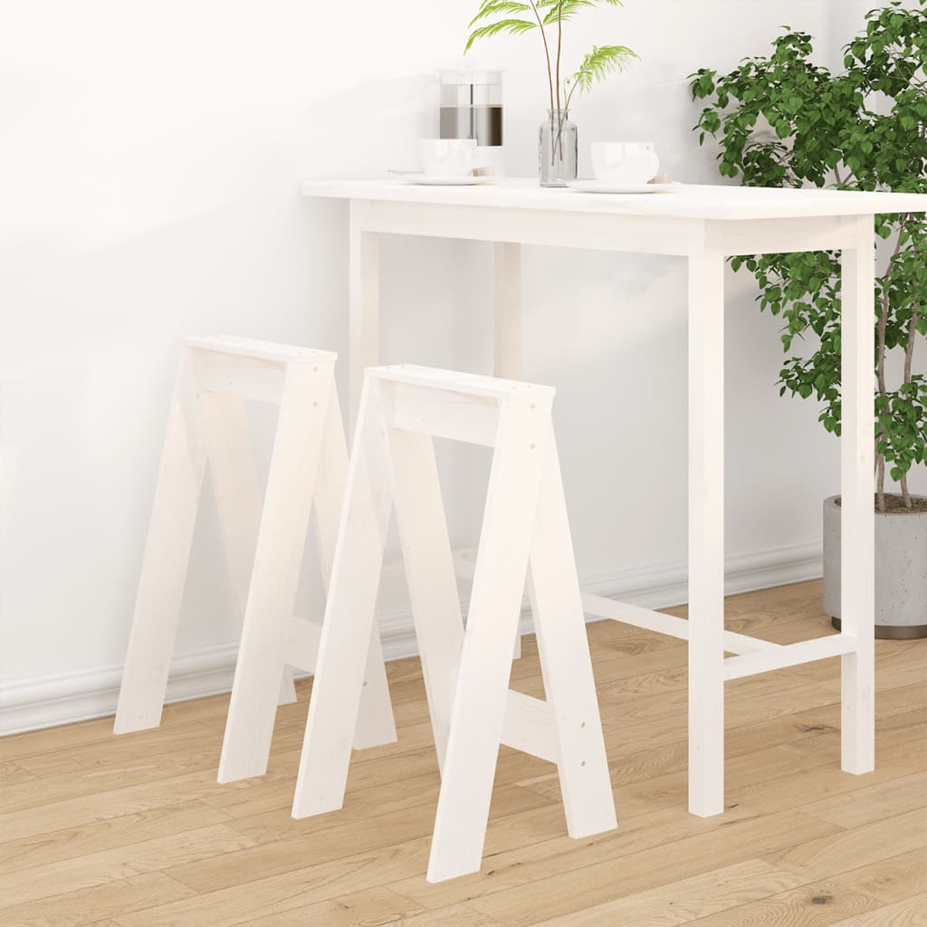 Hocker 2 Stk. Weiß 40x40x75 cm Massivholz Kiefer Hocker 2 Stk. Weiß 40x40x75 cm Massivholz Kiefer
