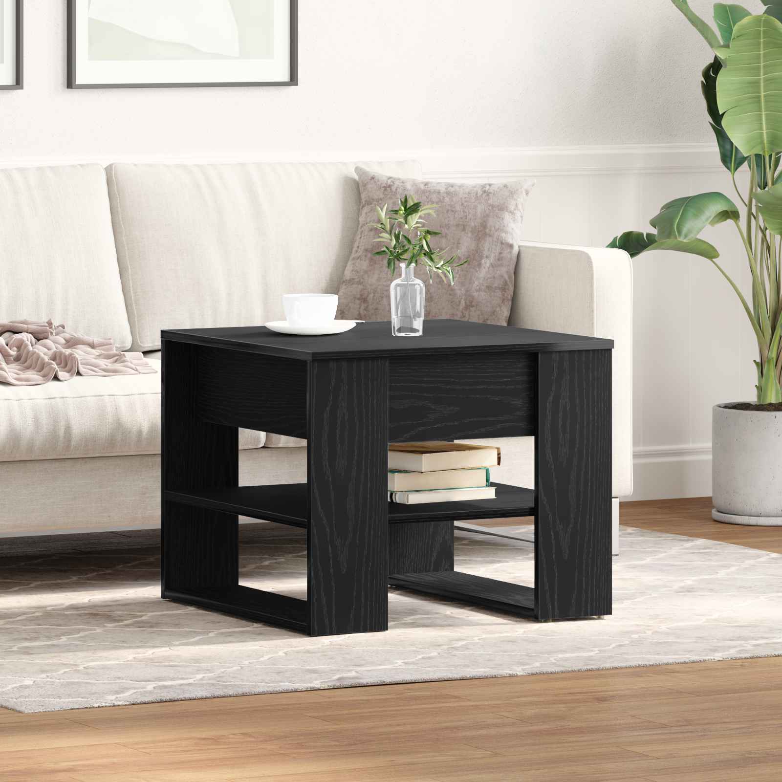 Schwarzer Eichen-Couchtisch 55,5x55x45 cm aus Holzwerkstoff Schwarzer Eichen-Couchtisch 55,5x55x45 cm aus Holzwerkstoff