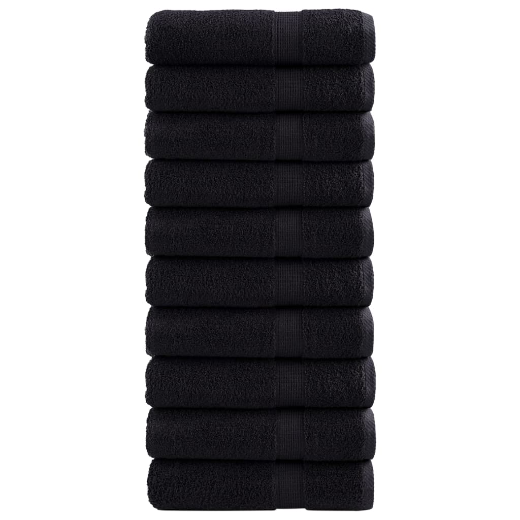 Premium-Duschtücher 10Stk Schwarz 70x140 600g/m² 100% Baumwolle