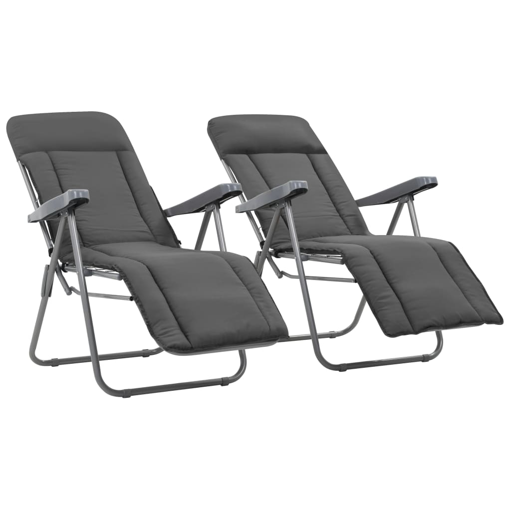 Klappbare Gartenstühle mit Polstern 2 Stk. Grau Klappbare Gartenstühle mit Polstern 2 Stk. Grau