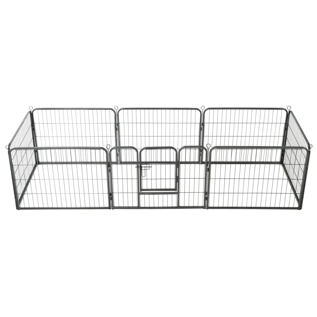 Hunde-Laufgitter 8 Paneele Stahl 60 x 80 cm Schwarz