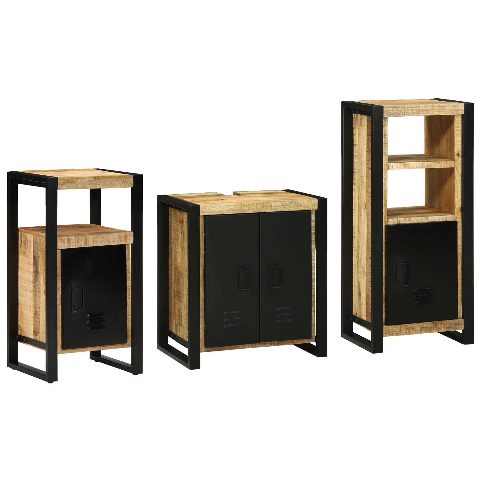 Badezimmermöbel Set mit Regal 3 pcs Braun Massives Mango-Holz Badezimmermöbel Set mit Regal 3 pcs Braun Massives Mango-Holz