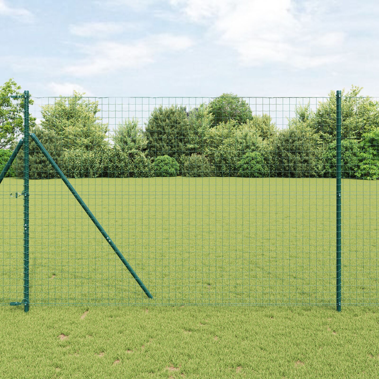 Zaunpfosten 52 Stück Grün Ø32 mm 210 cm Verzinkter Stahl