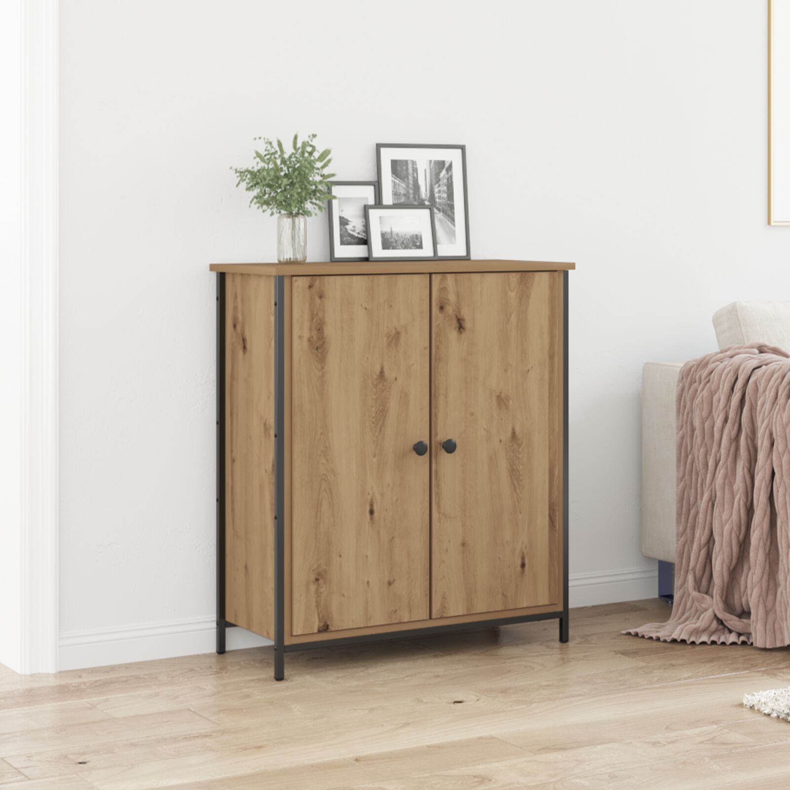 Sideboard Artisan Eiche 70x30x80 cm Spanplatte und Stahl