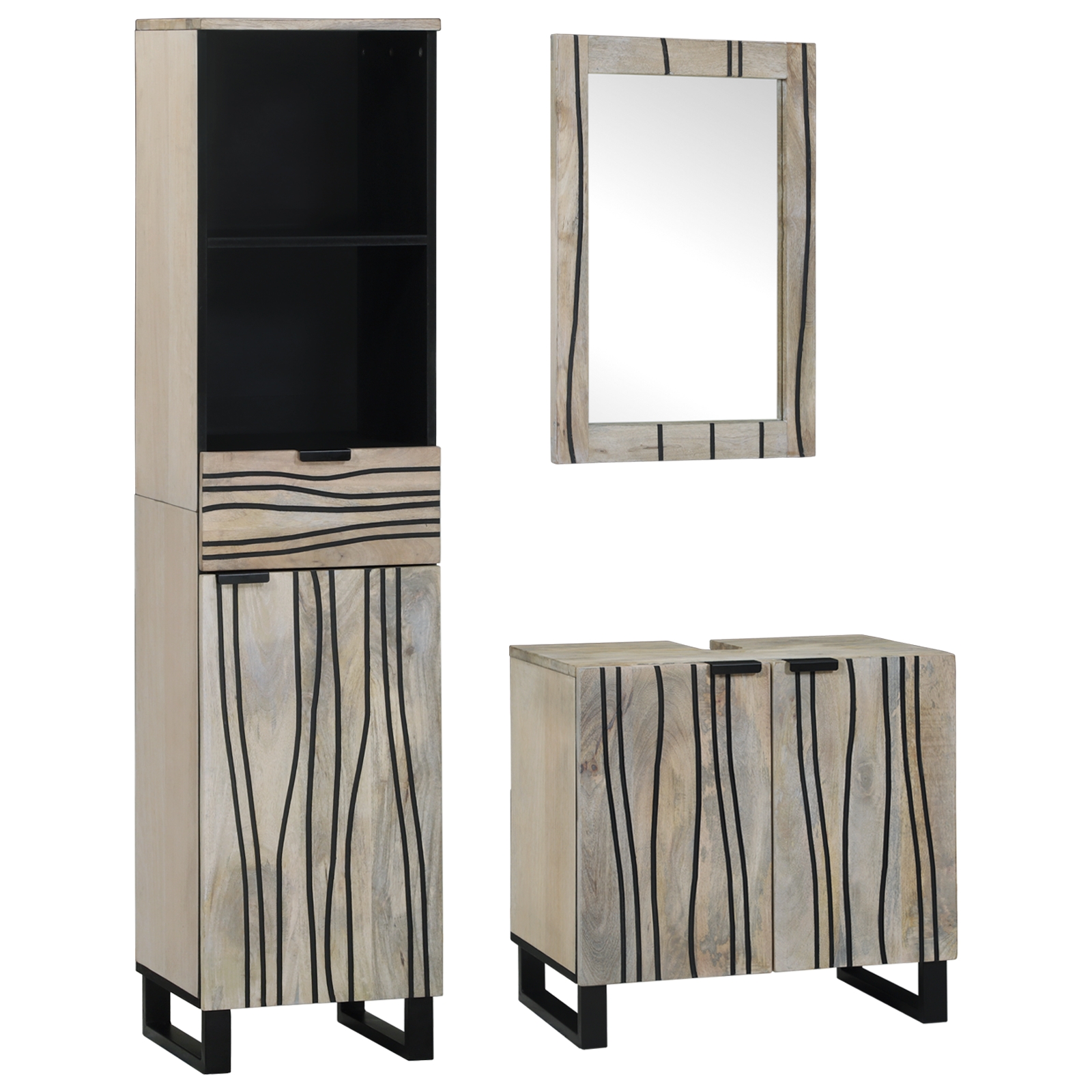 Badezimmermöbel Set mit Schubladen mit Regal mit Speicher mit Tür mit Spiegel 3 pcs Weiß 38 x 33 x 160 cm Badezimmermöbel Set mit Schubladen mit Regal mit Speicher mit Tür mit Spiegel 3 pcs Weiß 38 x 33 x 160 cm