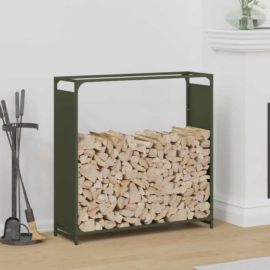 Brennholzregal Olivgrün 90x28x90 cm Kaltgewalzter Stahl Brennholzregal Olivgrün 90x28x90 cm Kaltgewalzter Stahl