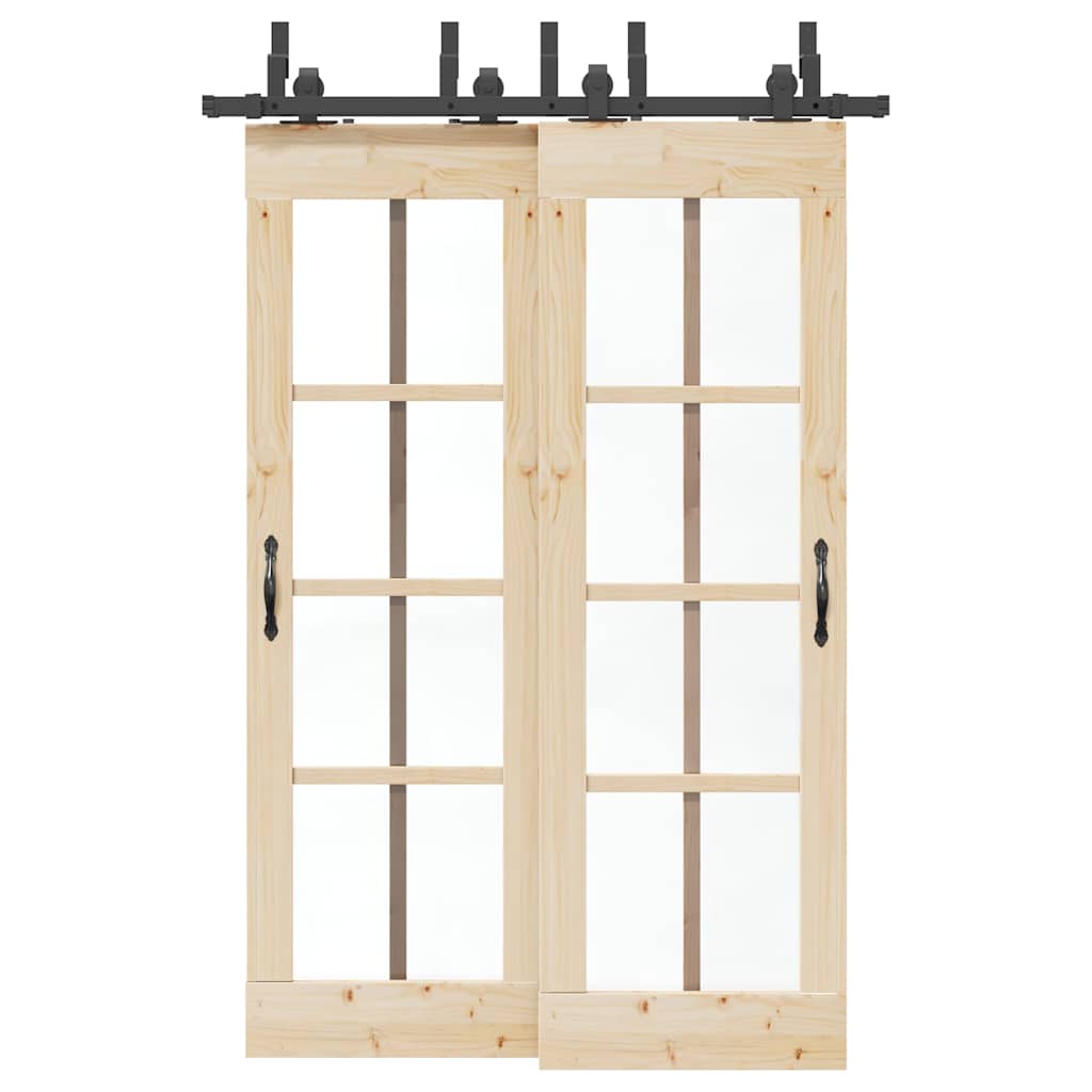 Schiebetürbeschlag-Set 152,5 cm Stahl Schwarz Schiebetürbeschlag-Set 152,5 cm Stahl Schwarz
