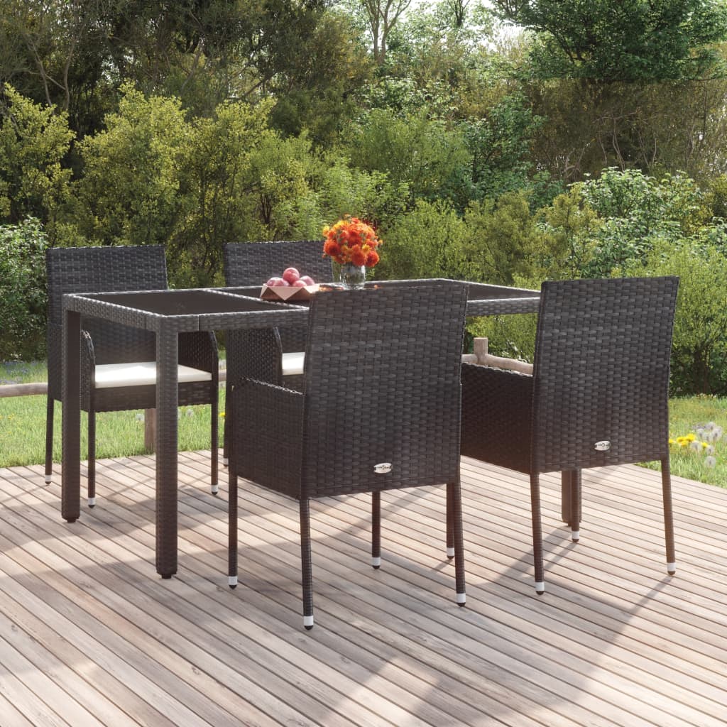 Gartenstühle mit Kissen 4 Stk. Poly Rattan Schwarz Gartenstühle mit Kissen 4 Stk. Poly Rattan Schwarz