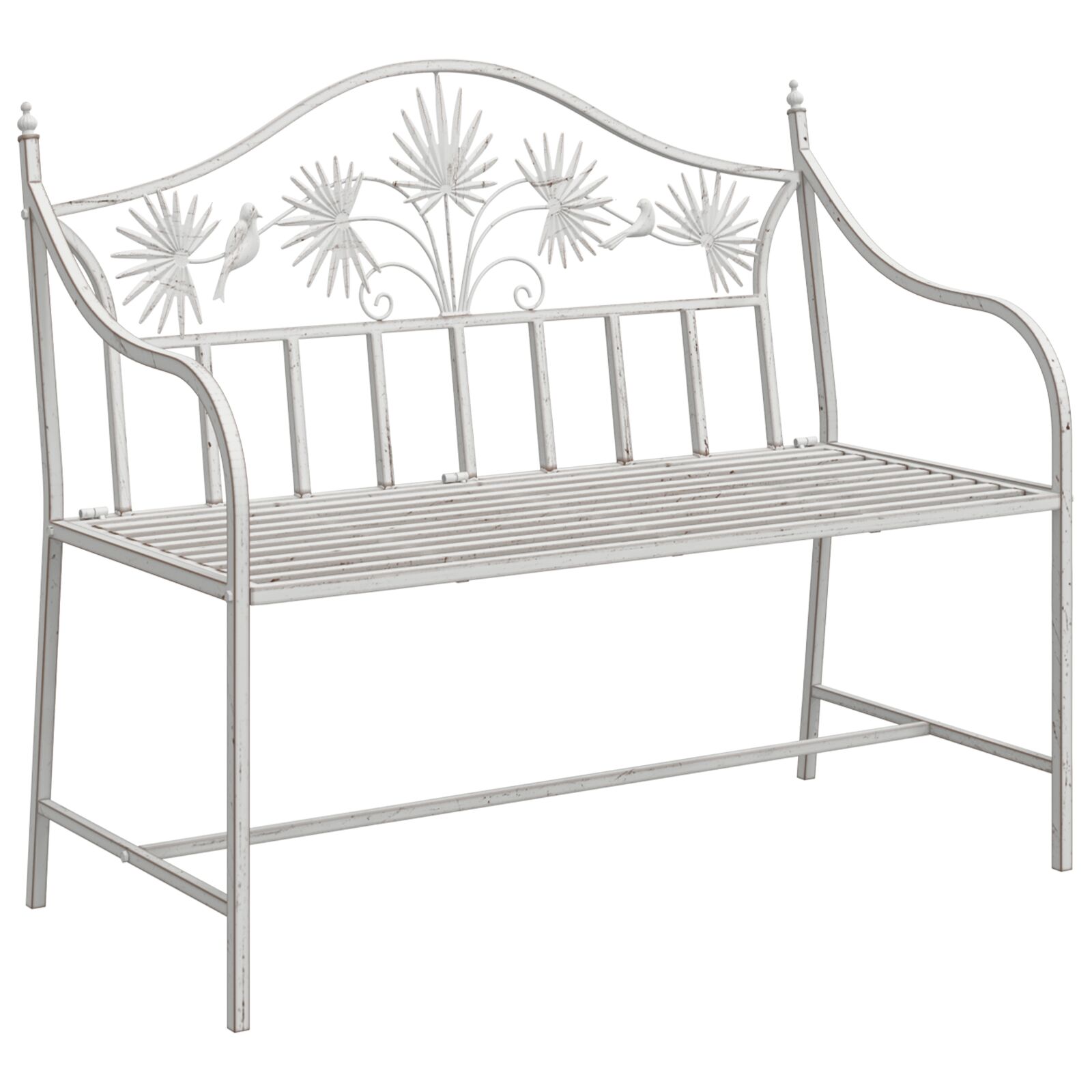 Gartenbank Weiß Metall 104 x 52,5 x 89 cm Robust und langlebig Gartenbank Weiß Metall 104 x 52,5 x 89 cm Robust und langlebig