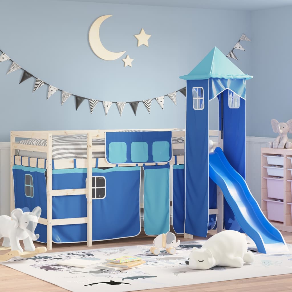 Vorhänge für Hochbett mit Turm Blau Polyester Vorhänge für Hochbett mit Turm Blau Polyester