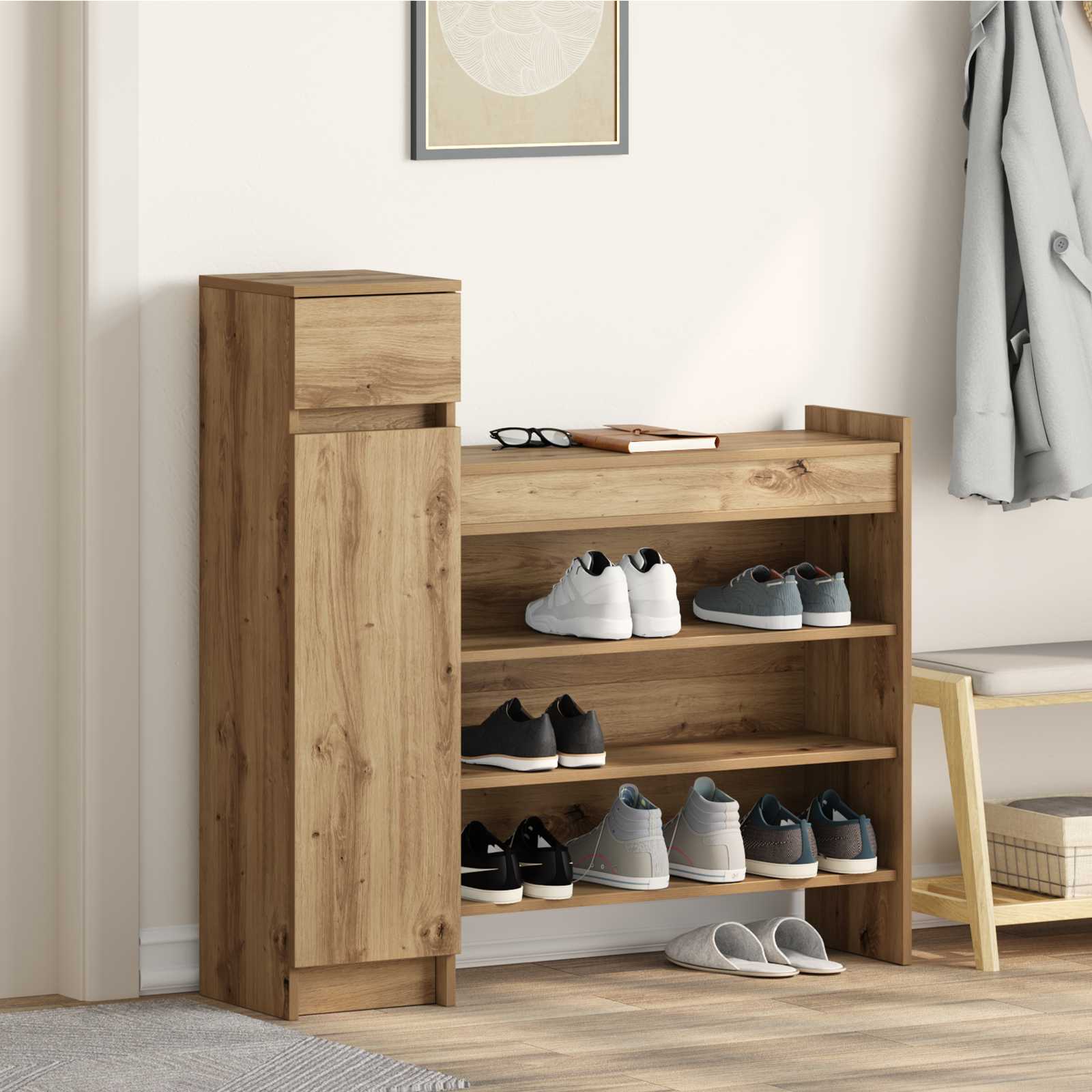 Schuhschrank Handgefertigte Eiche 100,5x28x100 cm Ingenie Holz Schuhschrank Handgefertigte Eiche 100,5x28x100 cm Ingenie Holz